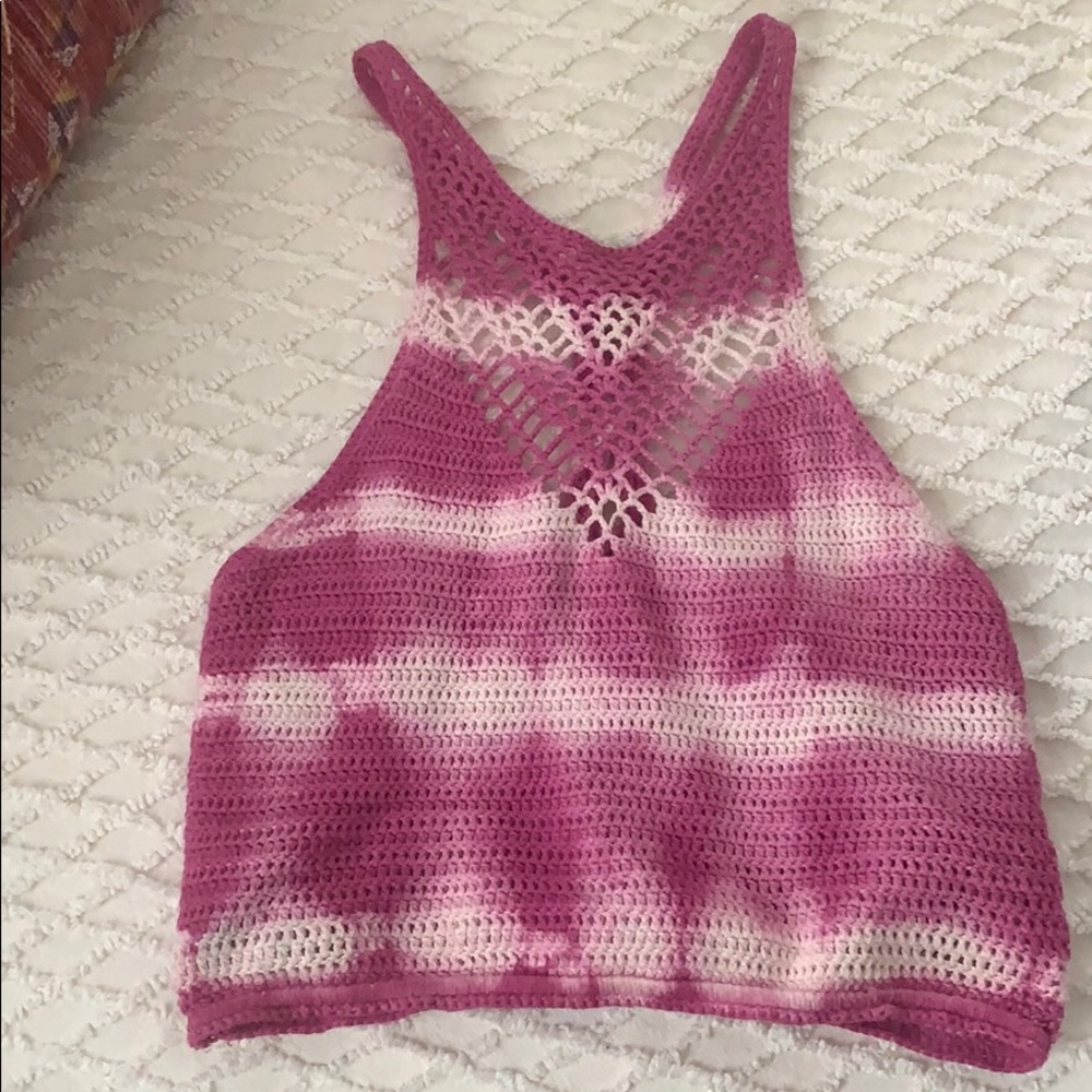 Tie dye crochet knit crop top